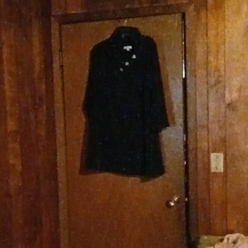 A navy blue sweater blouse